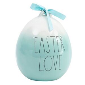 RAE Dunn Ceramic Light Aqua/ White Ombre Easter Love Egg